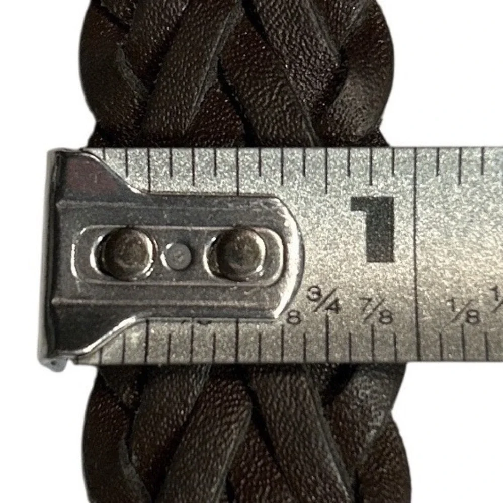 Capezio Argentina‎ Brown Woven Leather Belt Silver Buckle Size M/L (up to 37